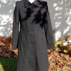 Merona black wool ladies semi fitted coat